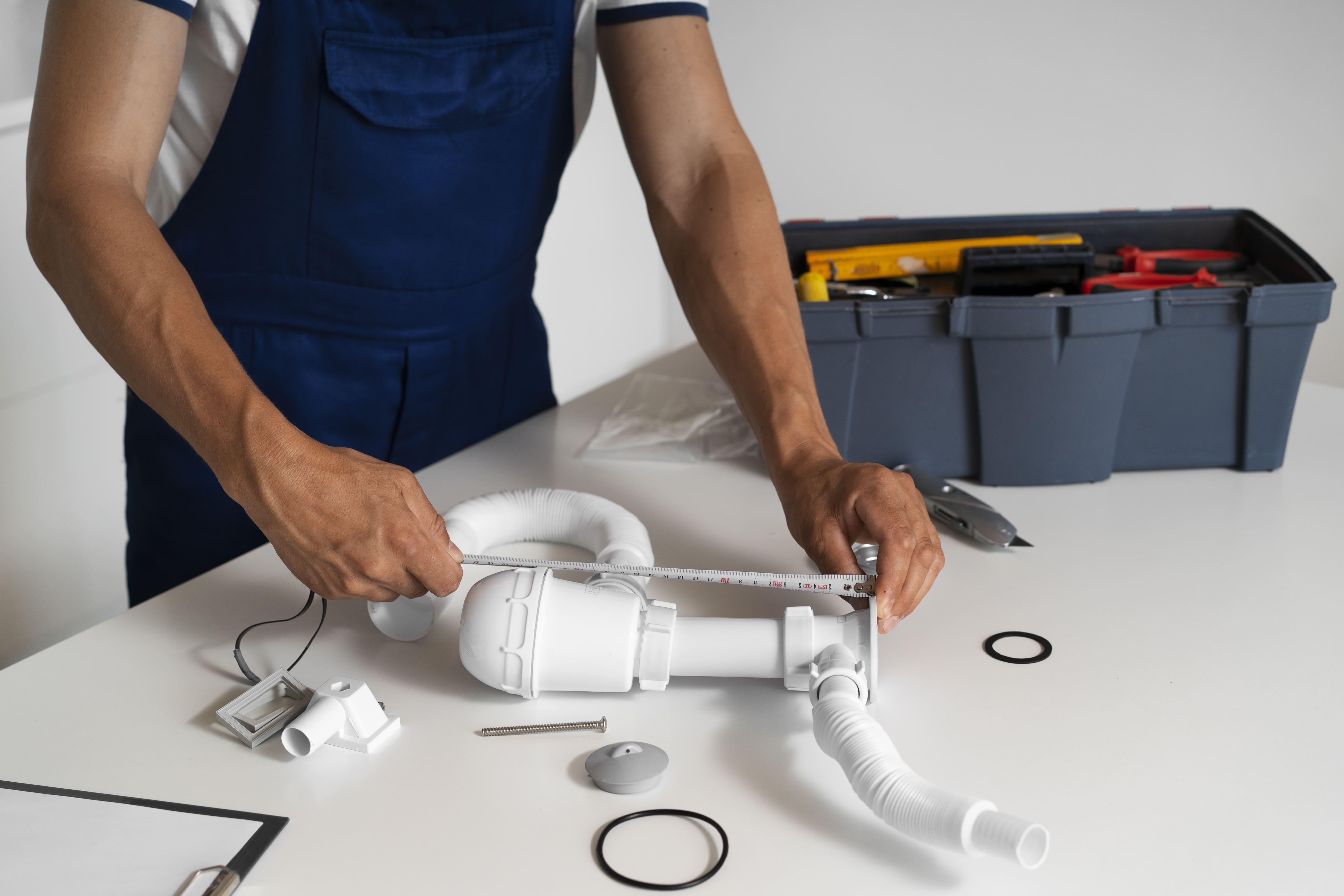 Professional plumber working